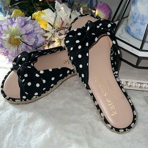 NEW Kate Spade NY Saltie Shore Espadrille Slide Sandals Polka Dot NO BOX